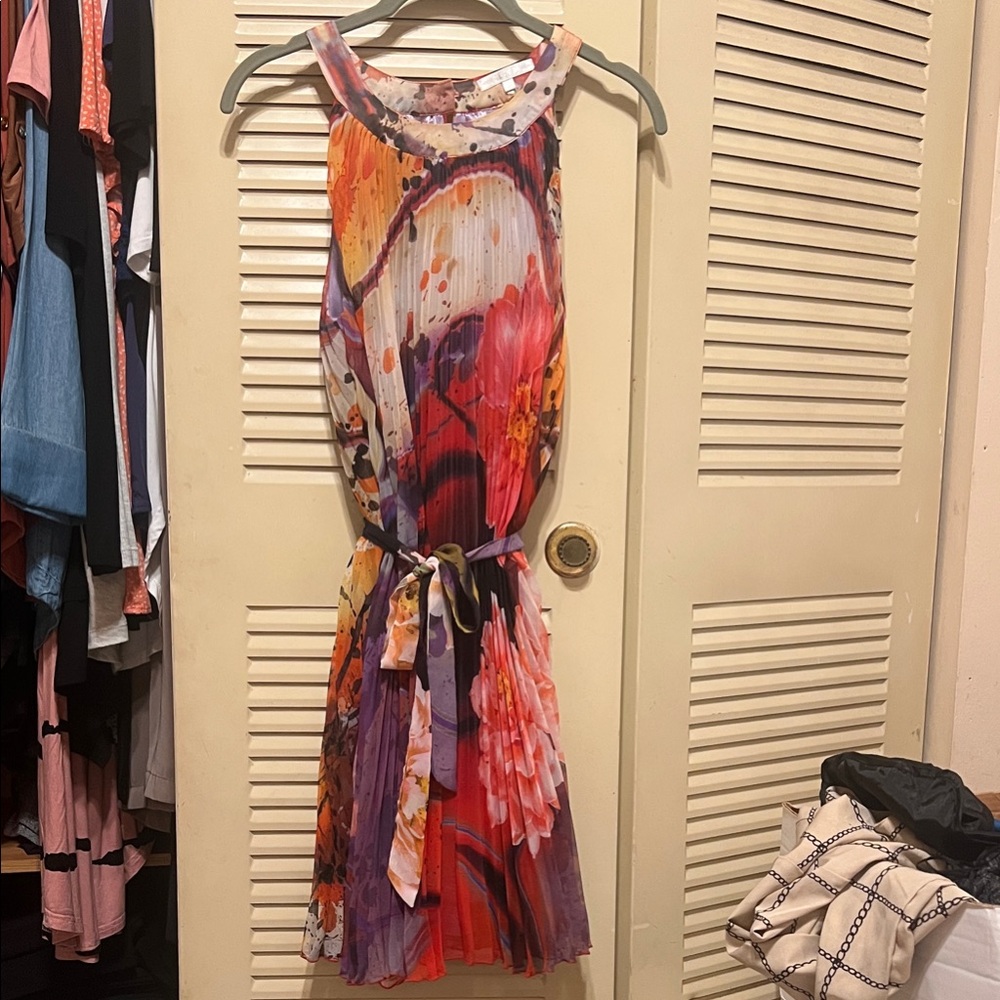 Lucy Colorful Abstract Mini Dress - Pink and Purple